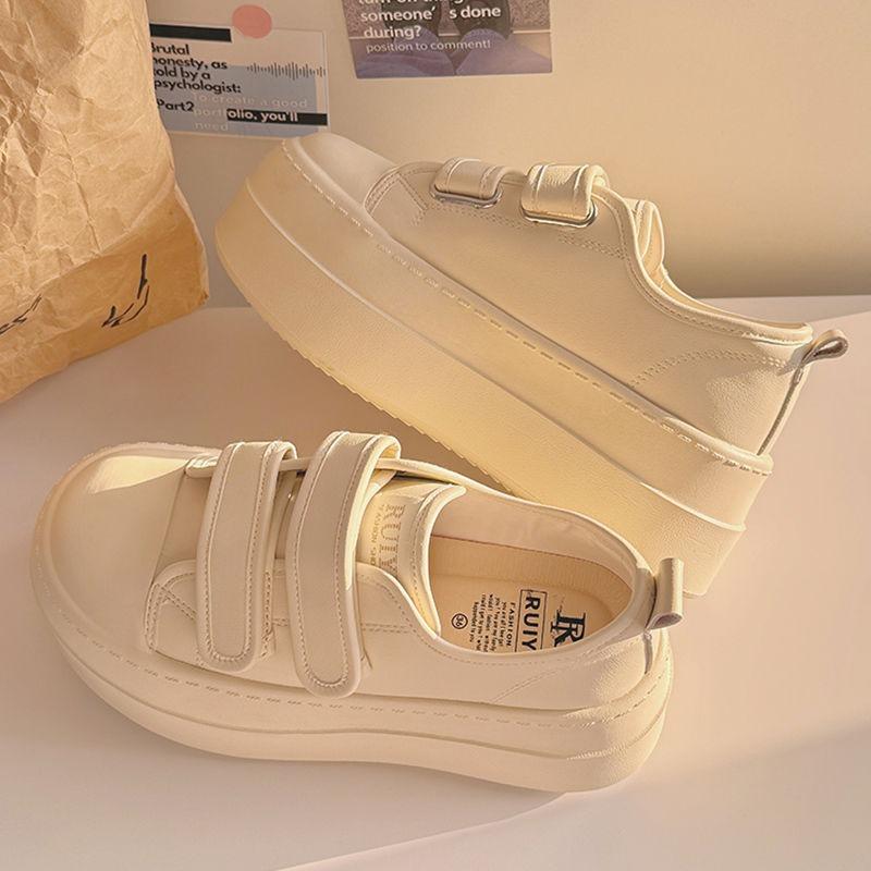 Velcro thick-soled heightening little white shoes women's spring new products round head versatile comfortable casual board shoes