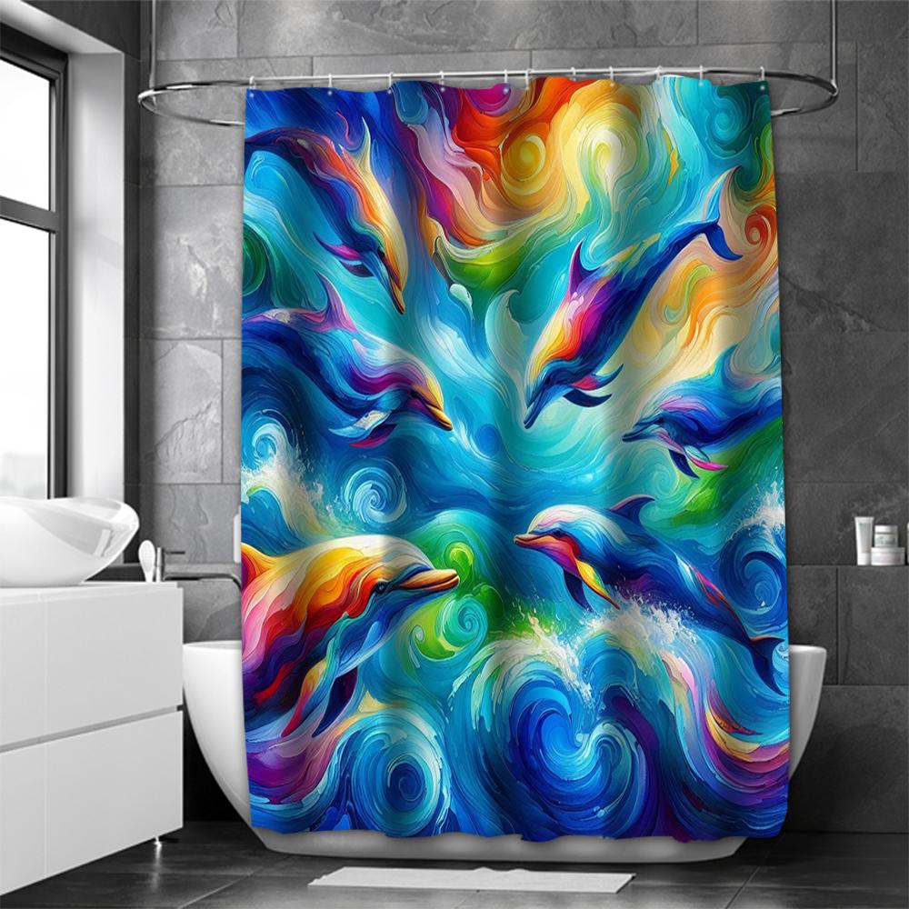 Whale Bathing Curtain  Bathroom Nordic Green Leaf  Shower Curtain Waterproof With 12 Hooks Home Deco Free Ship