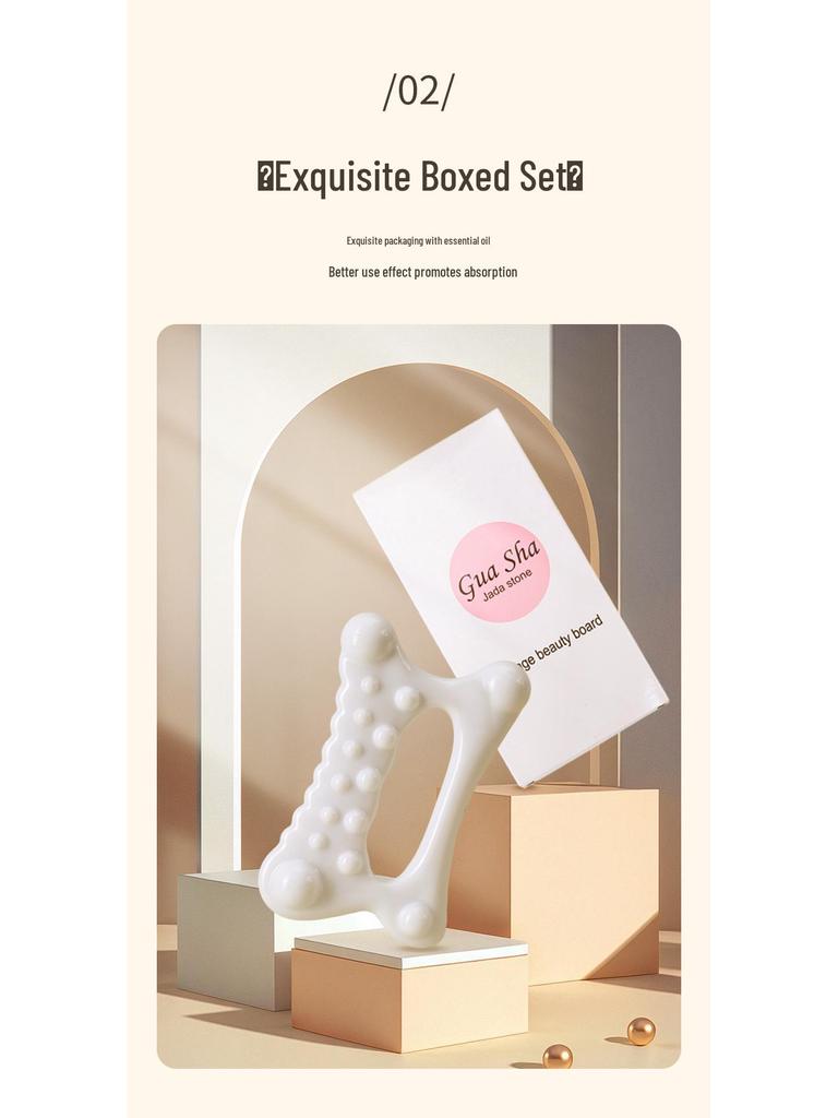 Koreanisches Keramik Gua Sha Brett Gesichtsmassagegerät und Haarkamm