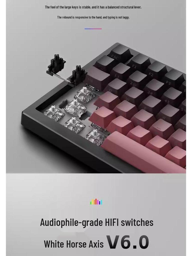 K81 Customizable Three-Mode Side-Engraved Mechanical Keyboard with PBT Two-Color Gradient Luminous Design