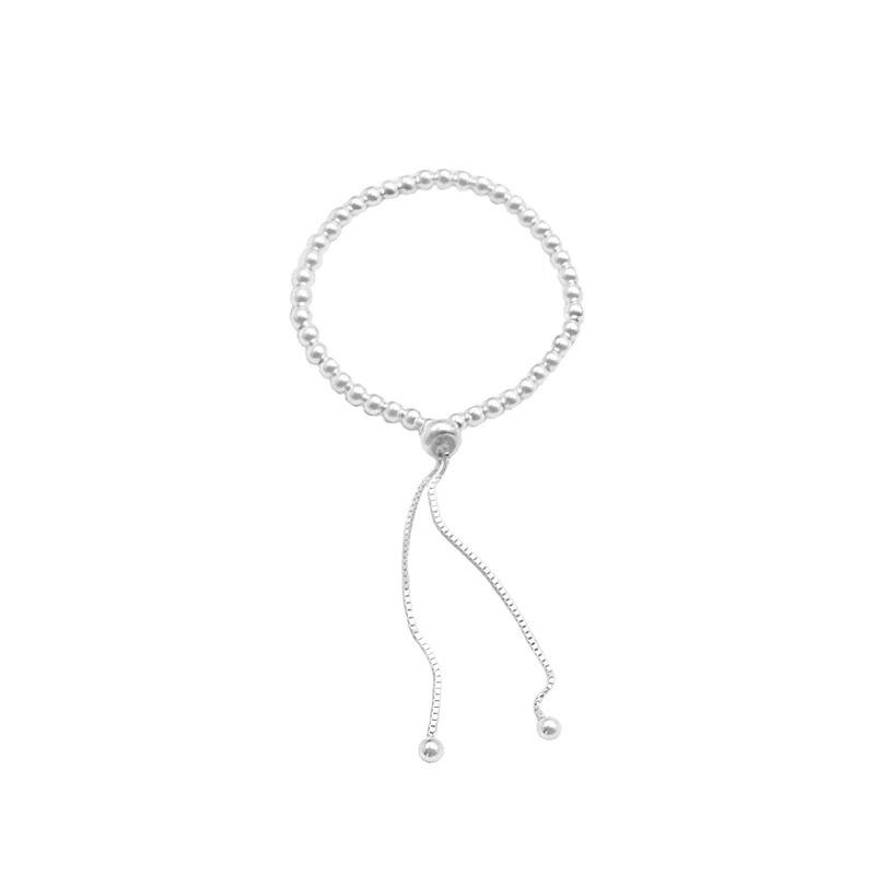 

Adjustable Slide Bead Bralet for Women. Minimalist style, delicate beaded bracelet. Simple jewelry. Perfect gift for your girlfriend. серебро белый