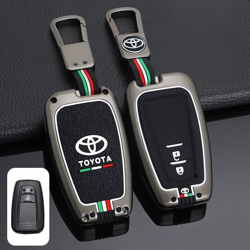 Zinc Alloy+Silicone Car Remote Key Case Cover For Toyota Prius Camry Corolla C-HR CHR RAV4 Prado 2018 2019 Keychain Accessories
