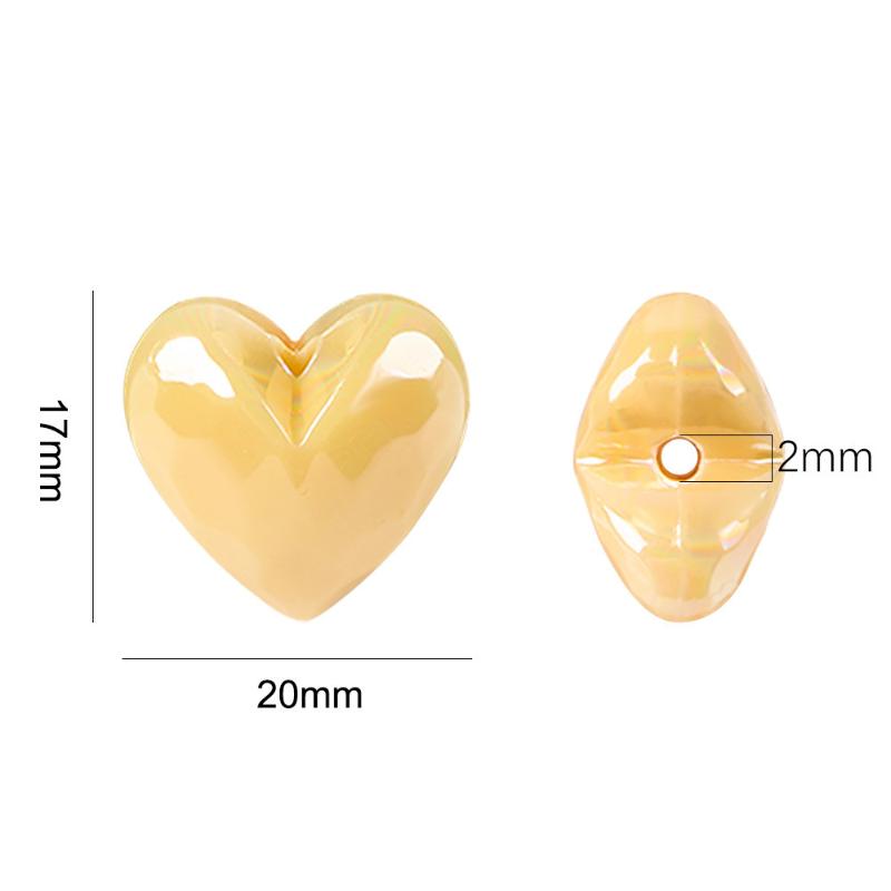10Pcs Heart Shape Acrylic Loose Spacer Beads For Diy Jewelry Making Bracelet Necklace Keychains Accessories