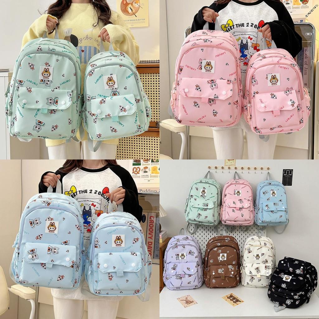 Labubu Childrens Cartoon Backpack For Girls With Waterproof Nylon Material And Large Capacity For School Use