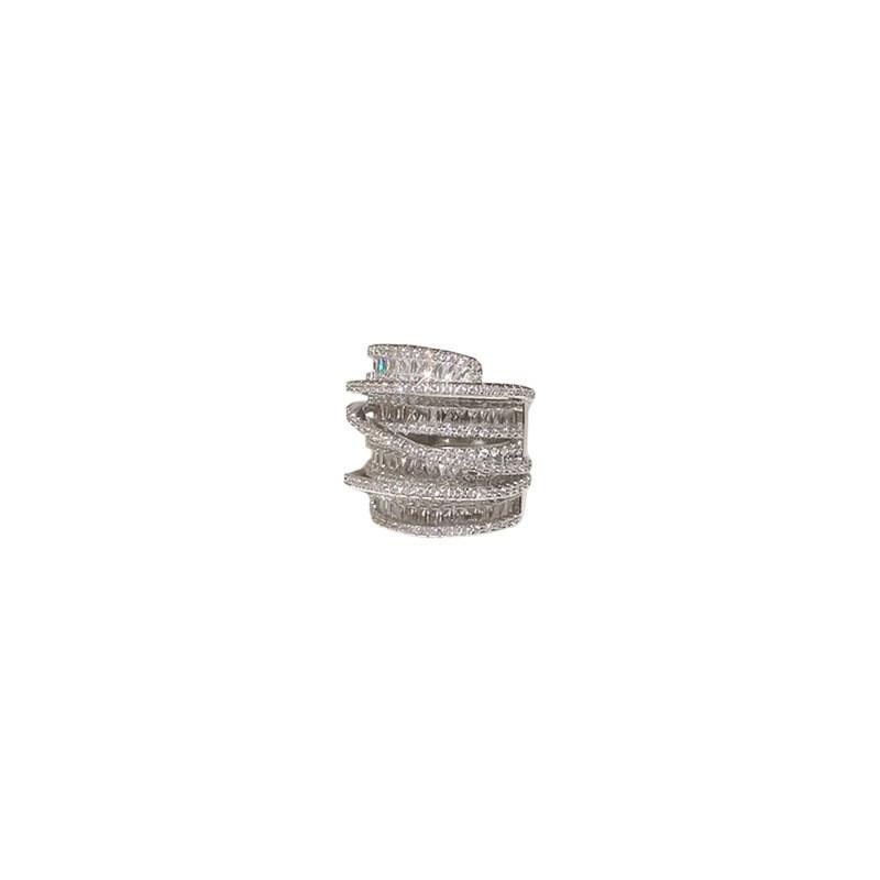 Geometric Zircon Wrap Ring For Women With Silver Finish In Fashion Casual Style