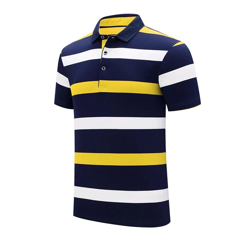 

New Style Fashion Summer Men Classic Striped Polo Men s Clothing Short-Sleeved Embroidered Business Casual Hot Polo Shirt Male 3XL жёлтый