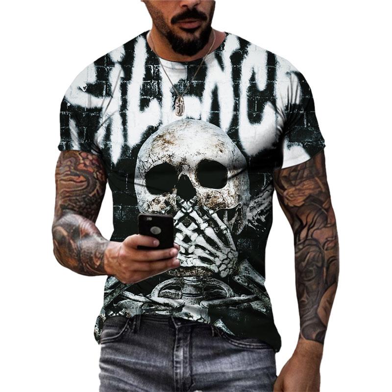 

Европа и Америка, модная мужская футболка с крутым рисунком черепа, летние повседневные футболки с рисунком Terror, индивидуальные футболки с 3D принтом, топы XXL