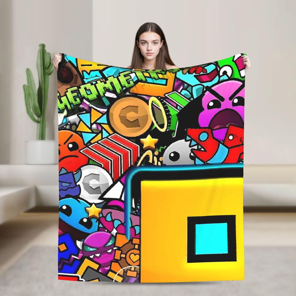 Geometry Gaming Dashed  Warm Blanket  Boy Girl Plush Throw Blanket Funny Living Room Flannel Bedspread Sofa Bed Cover