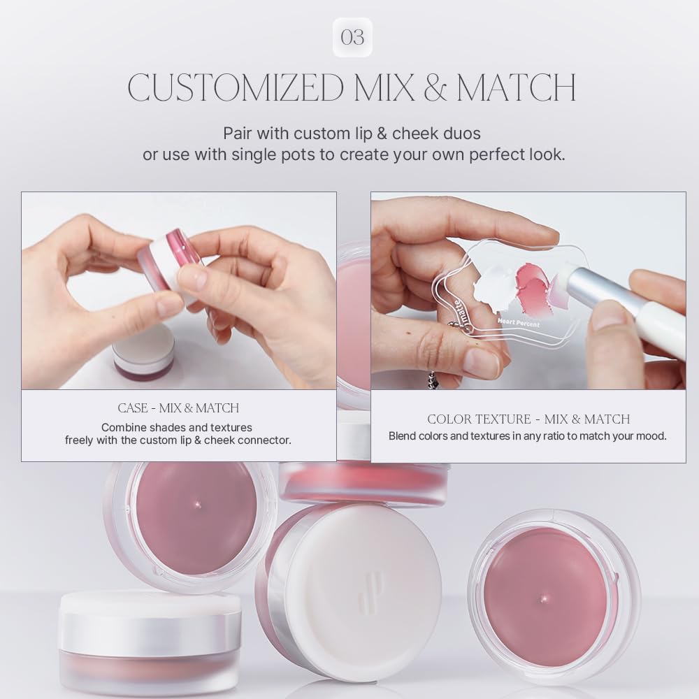 Heart Percent Dote On Mood Custom Lip Cheek Fog Pot Lip Color M03 Fog Pink & Single, Multi-Use & Blush,