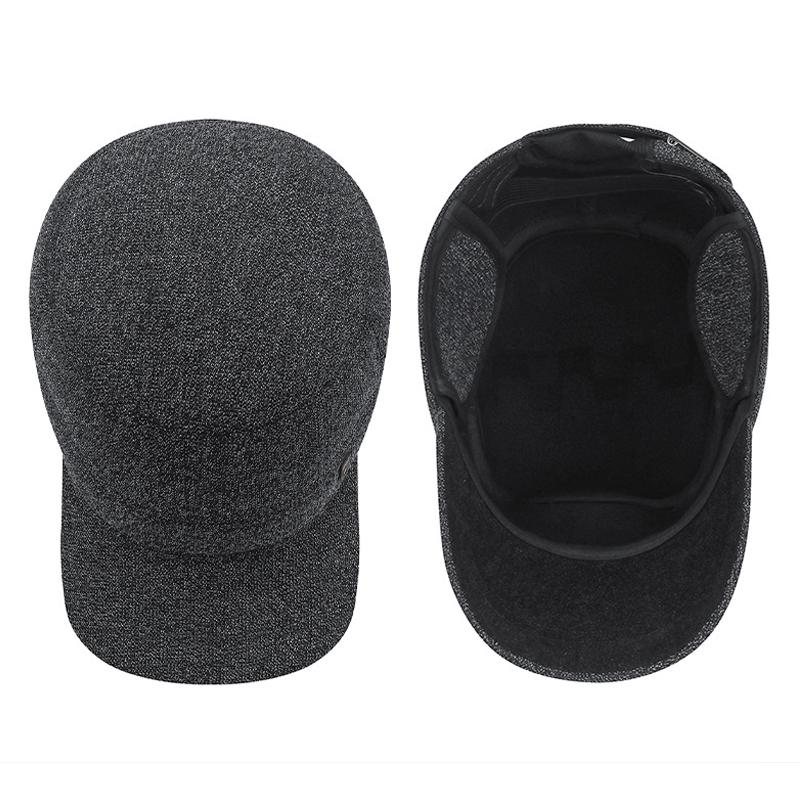Men's Winter Hat Middle-Aged and Elderly Cold-Proof Warm Flat Top Hat Cashmere Ear Protection Cotton Hat