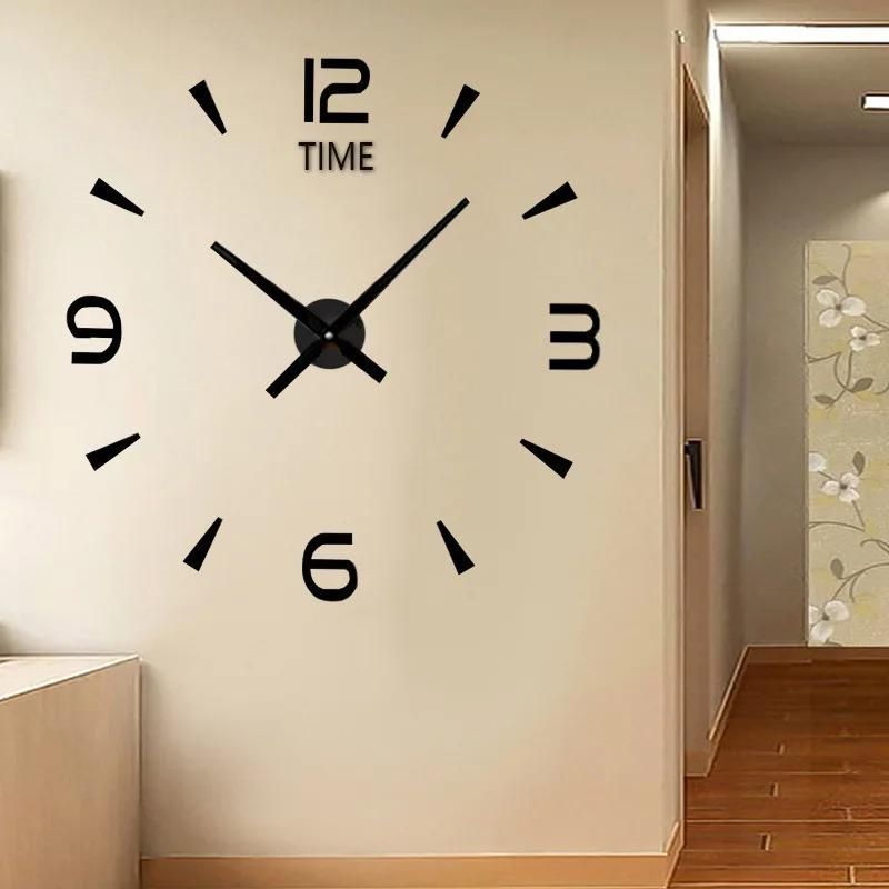 2D Creative Simple Luminous Digital Clock European Style DIY Silent Wall Clock Study Living Room Punch-Free Wall Sticker Clock