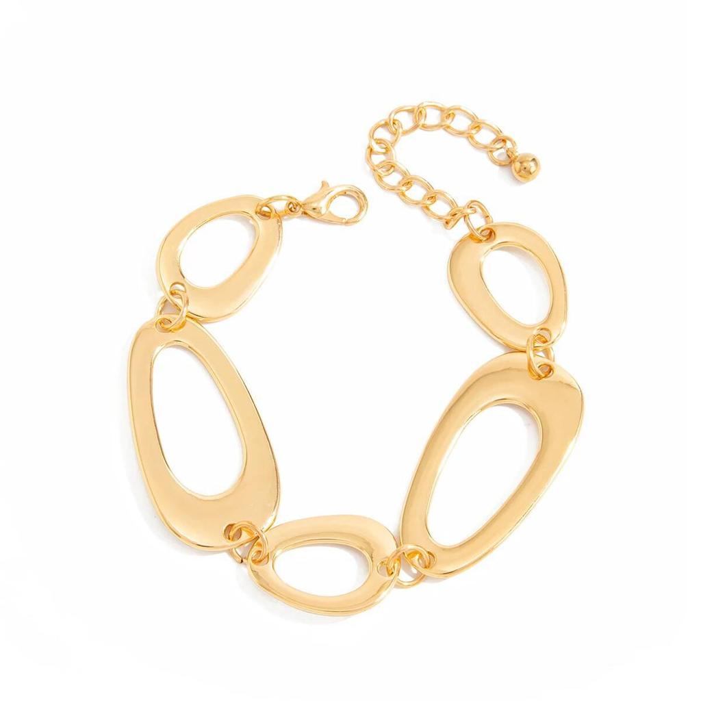 SHIXIN Minimalist Hollowed Geometry Charm Bracelet for Women New Trending Metal Gold Color Adjustable Bangle Daily Wear Jewelry