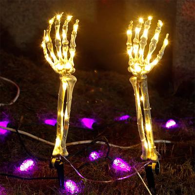 2 Stück Skelett Hand Licht Außen Halloween Deko Gartenlampe