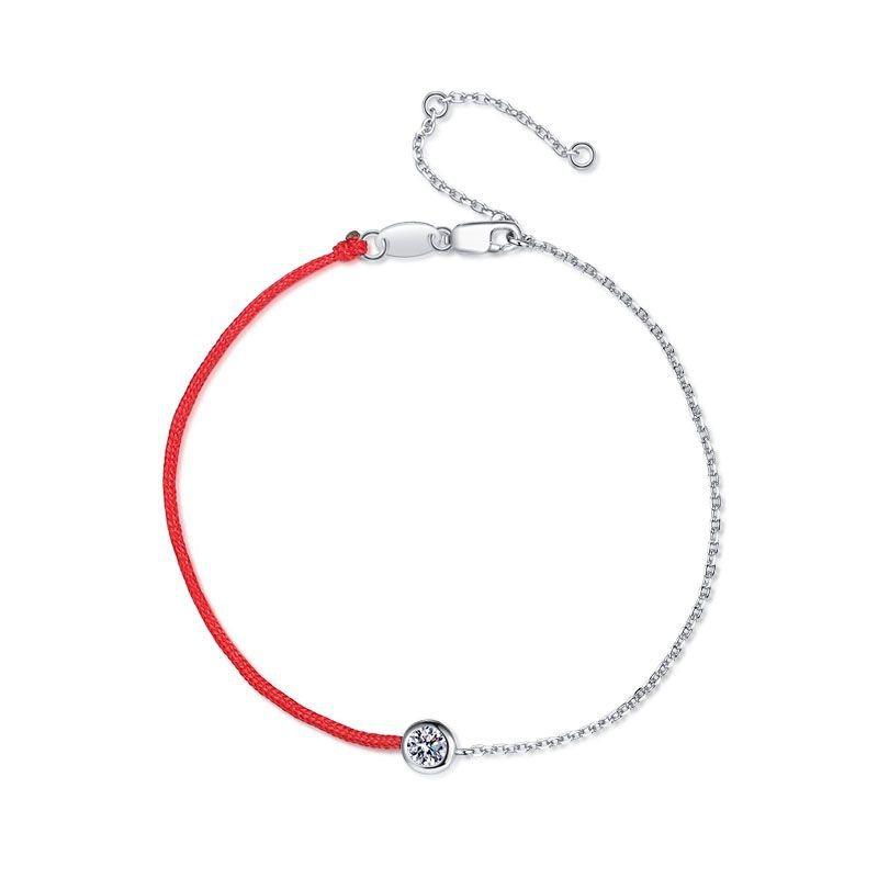 925 Silver Plated Platinum Moissanite Bracelet 0.30CT Single Diamond Lucky Chain Dainty Jewelry for Women