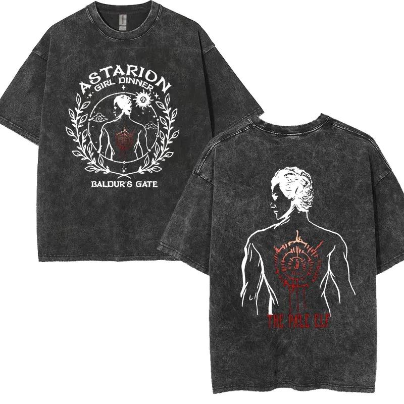 Summer Retro Water Wash Vintage T-shirt Men's and Women's Casual Loose High Street T-shirt trendyTop Graphic T Shirts