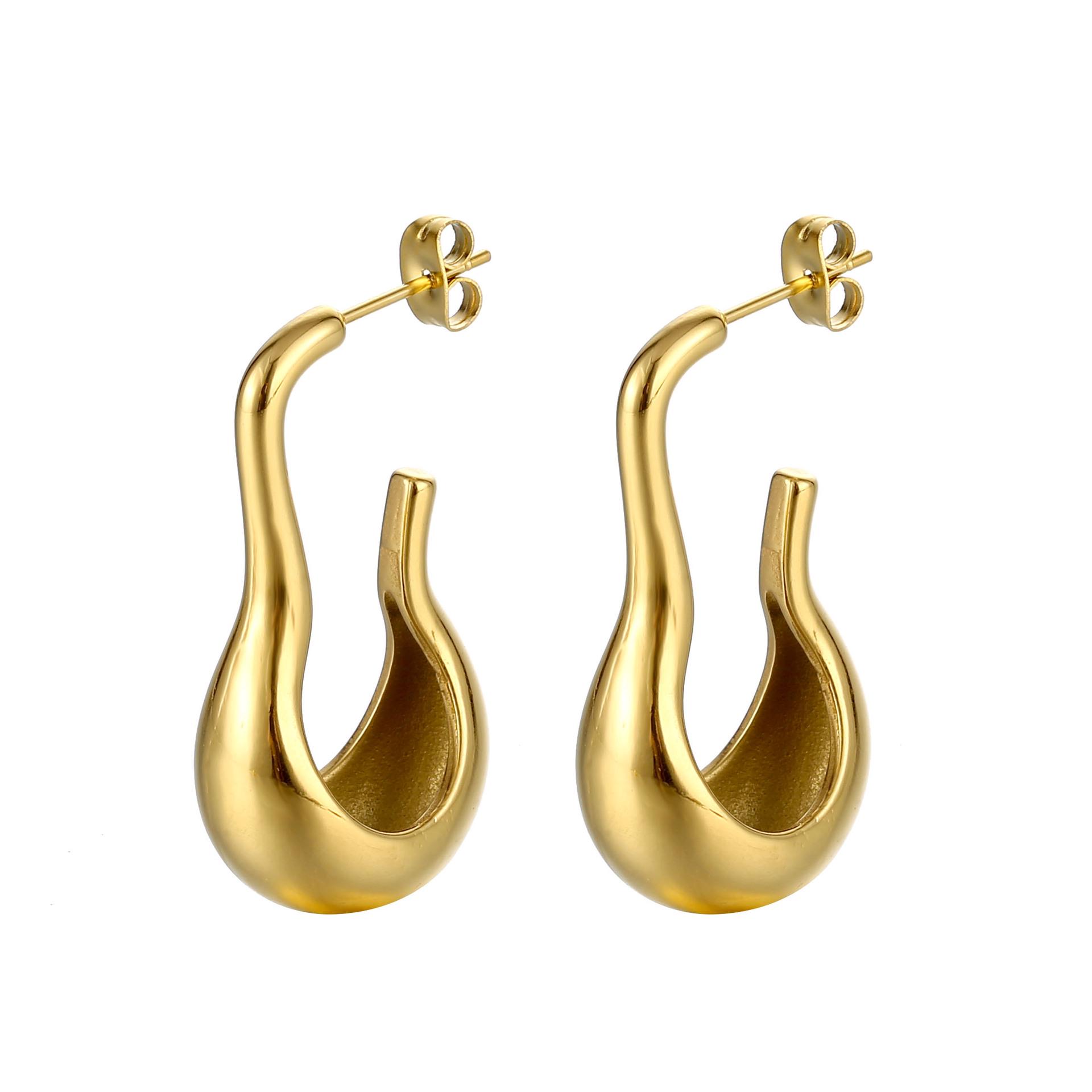 

Серьги-кольца из нержавеющей стали в европейском и американском стиле: Модные серьги в холодном стиле для женщин 18K золотой