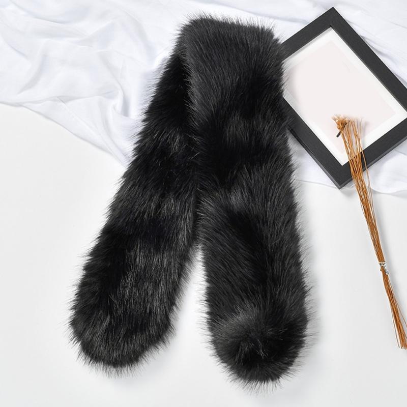 Luxurious Faux Furs Scarf Collar for Women Winter Fall Fashion Crosses Shawl Wrap Evening Party Warm Furry Stoles Shrug