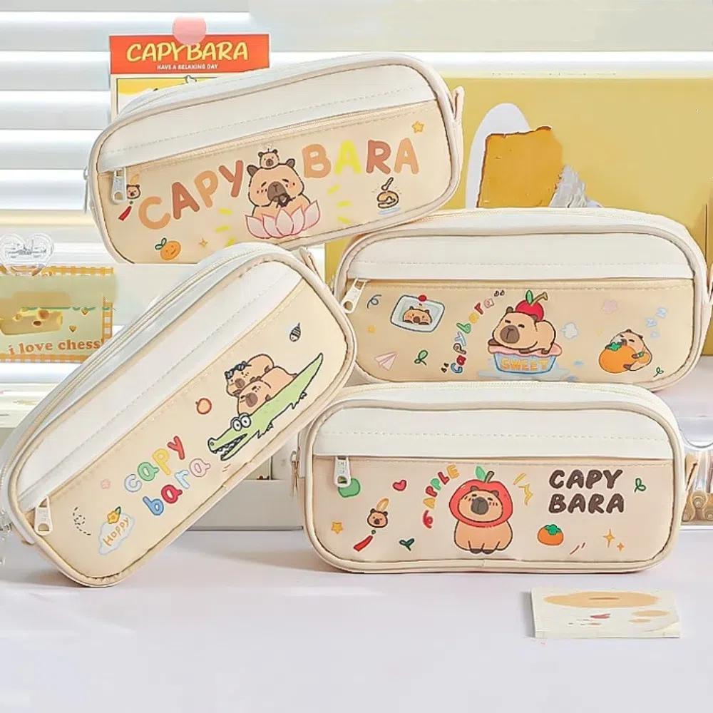 Large Capacity Capybara Stationery Bag Pencil Case Cartoon Pencil Bag  School
