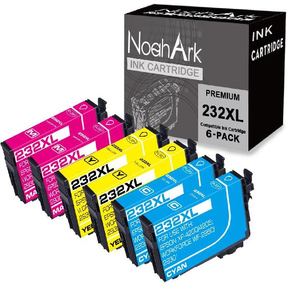 6 Packs 232XL Remanufactured Ink Cartridges Replacement for 232 232XL T232 T232XL High-Capacity Work for XP-4200 XP-4205 WF-2930 WF-2950 Printer