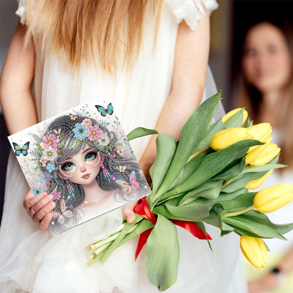 6pcs Diamond Painting Greeting Cards Handmade 5D Rhinestone Arts Greetings Birthday Card Diamond Art Greeting Cards for Adults