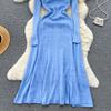 Autumn Winter Wear Embroidery Letter Knitted Sweater Dress Women Polo Single Breasted Designer Temperament Long Dresses