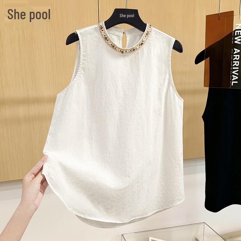 Shechi Women s Bohemian Linen Blend Vest Top L