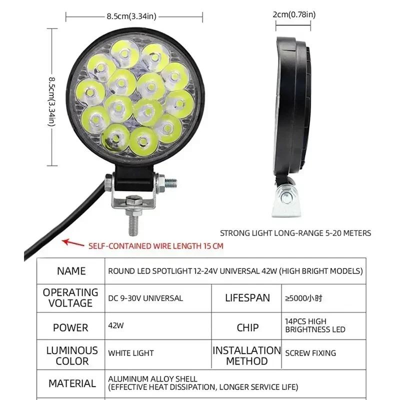 1pcs 48W Car LED Bar Worklight MINI 16SMD Round Square Work Light 12V Auto Light Fog Lamp Off Road for ATV SUV Spotlight