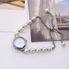 Round Dial Pearl Bracelet Watch Adjustable Drawstring Chain Small Dial Watch  Gift