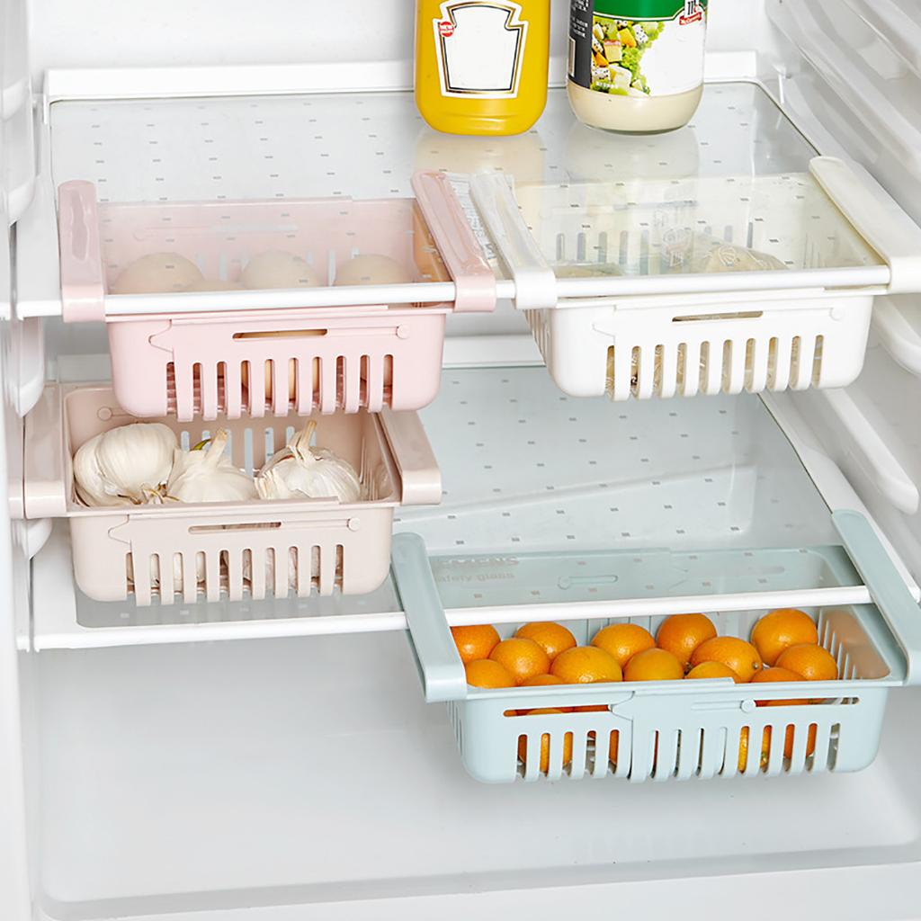 Fridge Drawer Organizer, Stretchable Fridge Shelf Holder Storage Box, Pull-Out Refrigerator Storage Box Holder Food Organizer, Container For Food