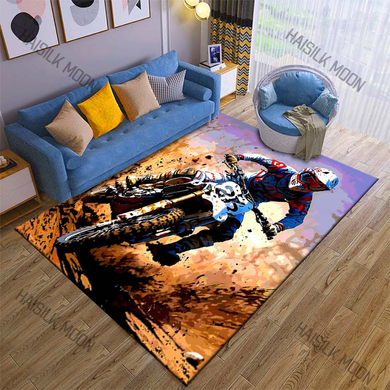 1PC Motocross racing mud spray action Carpet for Living Room Bedroom Sofa Home Decor Rus Non-slip Floor Mat Luxury Gift