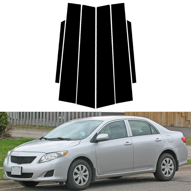 6Pcs Polycarbonate for Toyota Corolla E140 2007-2013 Car Door Window Pillar Center Post Trim Stickers Auto Styling Decoration