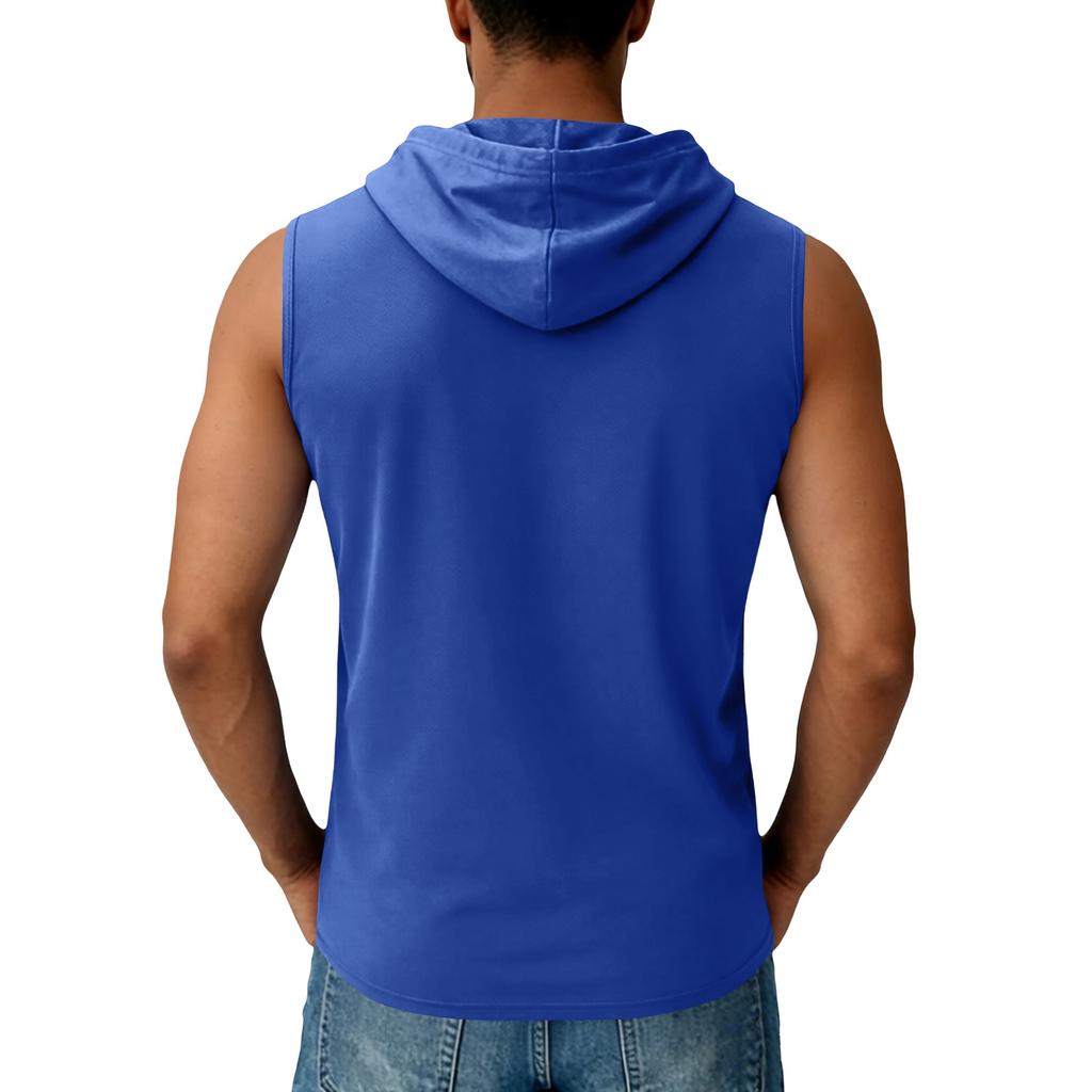 Herren Bedrucktes Kapuzentop Mit Taschen Herren Freizeit Sport Schnelltrocknendes Ärmelloses Top