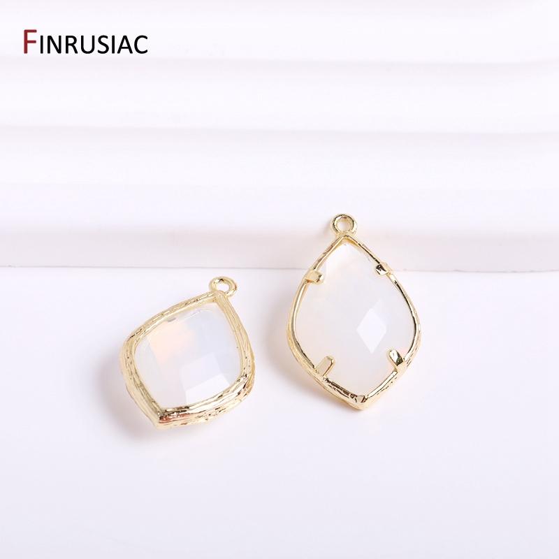 

DIY Jewelry Making Supplies 14K Gold Plated Beautiful Crystal Drop Pendant For Jewelry Making Accessories Wholesale 2 pieces белый