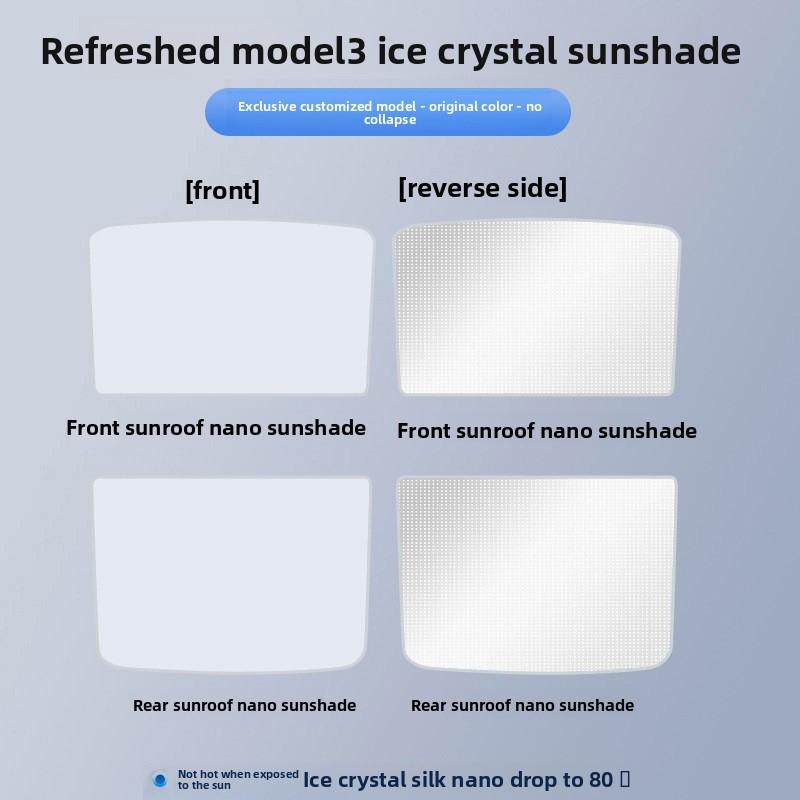 Naklejka Samochodowa Na Tesla Model 3 Model Y Osłona Przeciwsłoneczna Ulepszona Izolacja Ciepła Osłona Przeciwsłoneczna Dach Panoramiczny Osłona Dachu Kurtyna Lodowy Kryształ Hurtowa