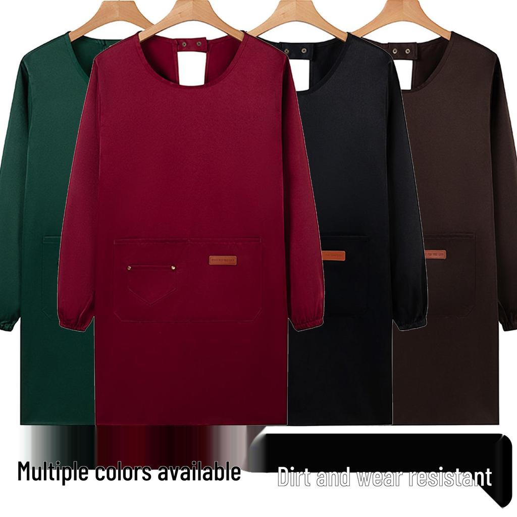 Waterproof Long Sleeve Kitchen Apron - Oil-proof, Stain-resistant, Reversible Cooking Coveralls