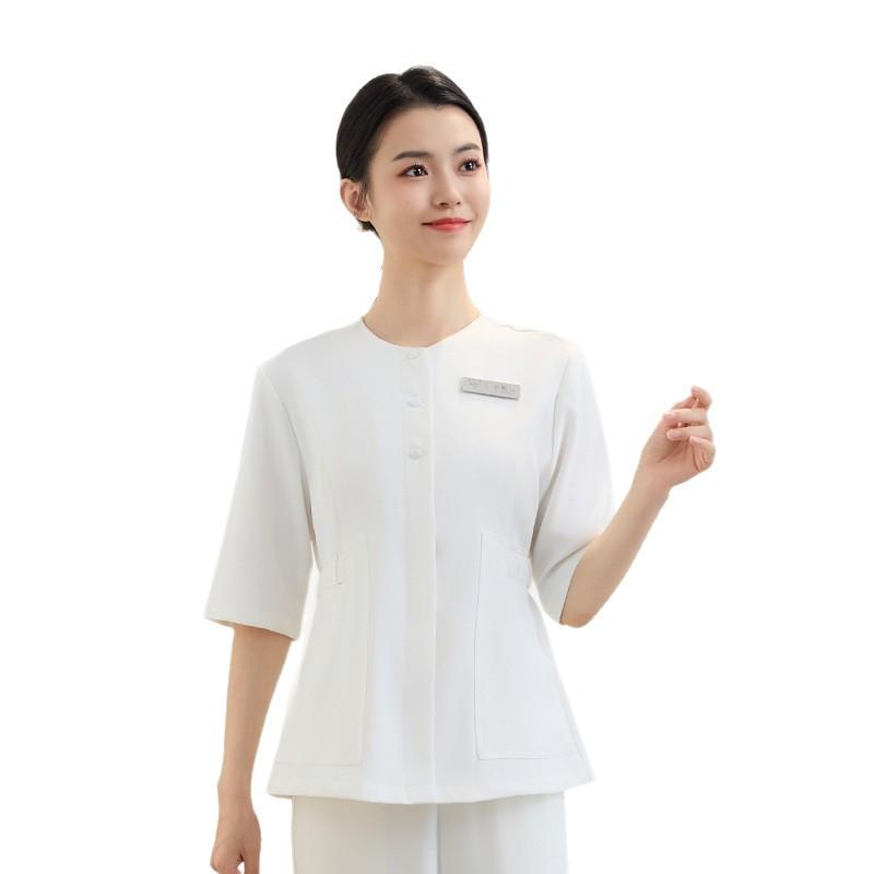 Set Uniforme Salone di Bellezza da Donna Manica 3/4 Scollo a V Top Pantaloni Estetica Medica SPA Massaggi Studio Dentistico Abbigliamento da Lavoro