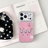 Cute Pink Plaid Hello Kitty Phone Case For iPhone 17 16 15 14 Pro Max Kawaii Large Window Protective Cover for Girls