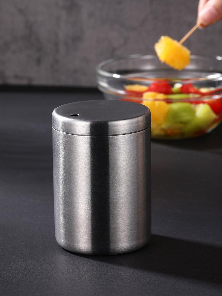 Stainless Steel Gold Cylinder High-grade Toothpick Box Barrel Hotel Toothpick Holder Metal Toothpick Dispenser Tooth Pick Holder