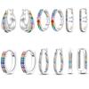 Orstarry S925 Silver Earring Personality Sparkling Colorful Zirconia Inlaid Earrings Jewelry For Women Birthday Gifts