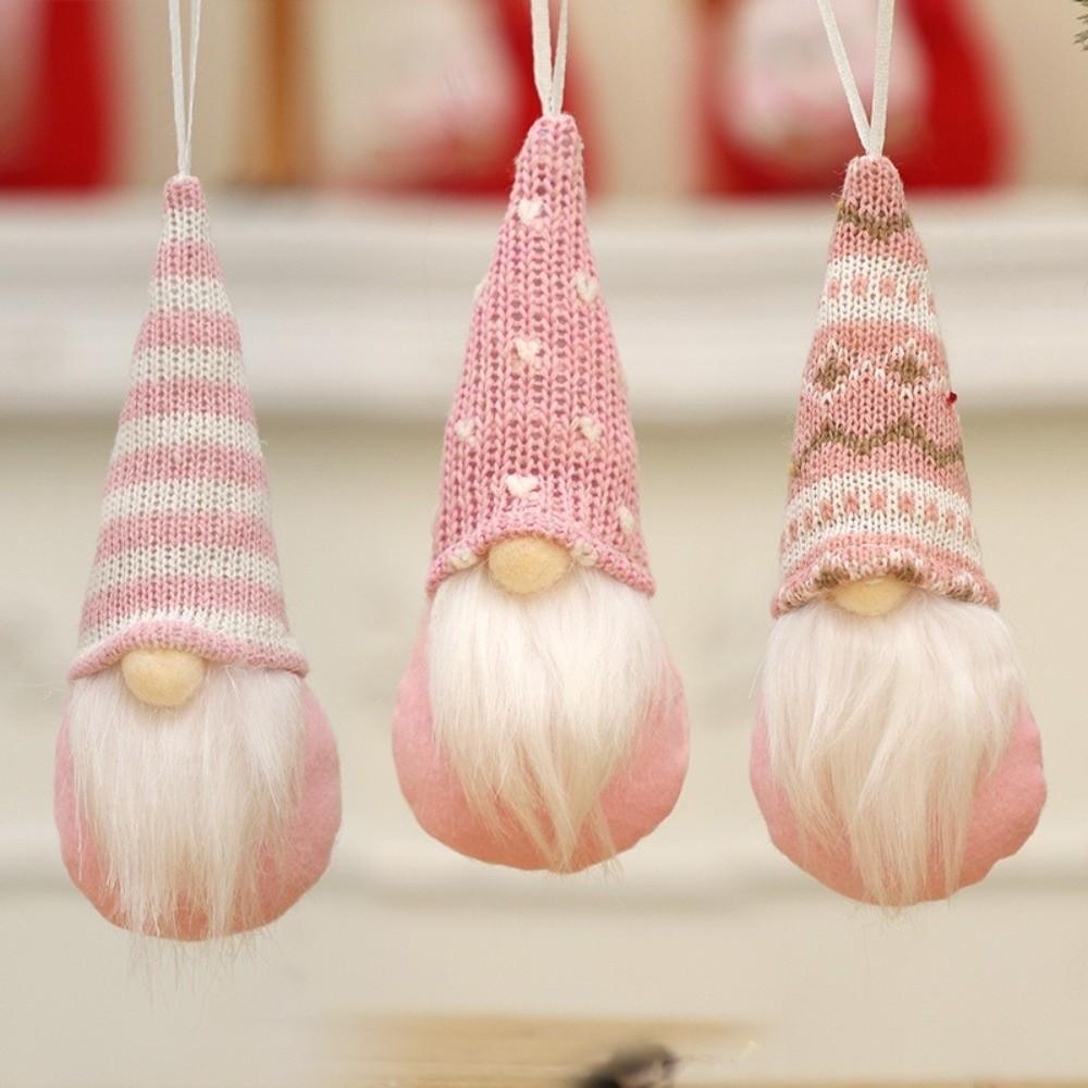 3pcs Handmade Christmas Knitted Doll Pendant Reusable Christmas Tree Decoration Gnome Doll Gifts