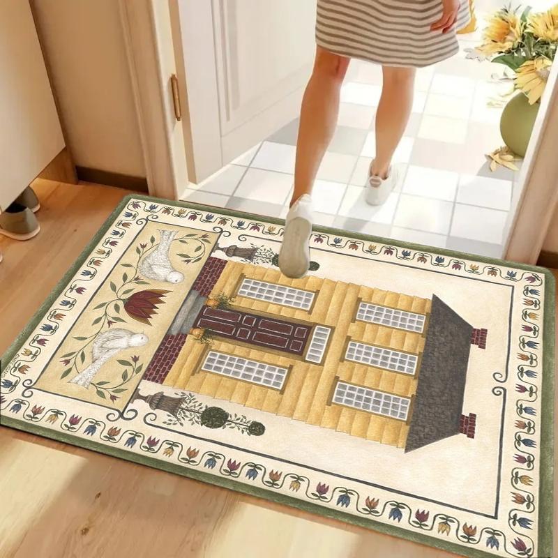 Rustic American Flag House Star Non-slip Washable Door Mat for Entryway Farmhouse Home Decoration