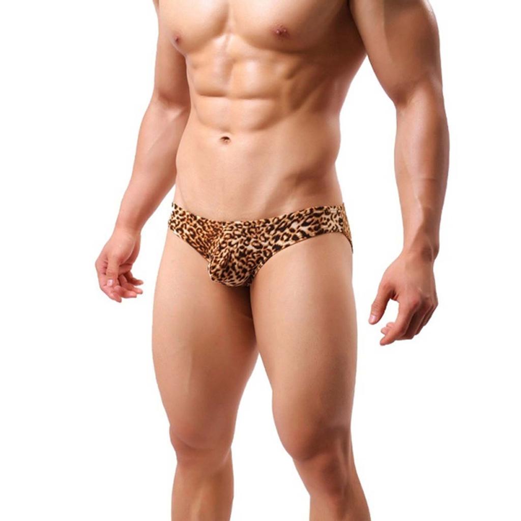 1PC Men Sexy Leopard Briefs Breathable Elastic Moisture Wicking Underpants