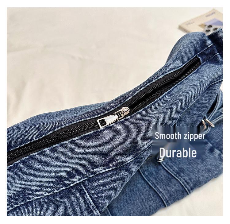 Denim One-Shoulder-Tragetasche im koreanischen Stil 2026 - Vielseitig, großes Fassungsvermögen für Arbeit/Uni