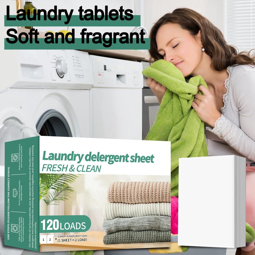 Portable Laundry Tablets Concentrated Stain Removal Instant Bubble Tablets Fresh Linen Scent Household Laundry Paper