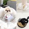 INS French-style Lace Straw Sun Hat for Dogs and Cats with Adjustable Strap and Pig Nose Buckle All Seasons