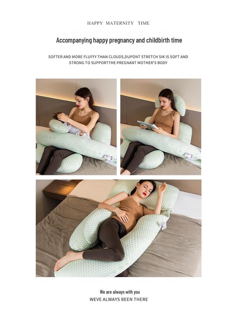 Multifunctional U-Shaped Maternity Body Pillow with Removable Waist Support
