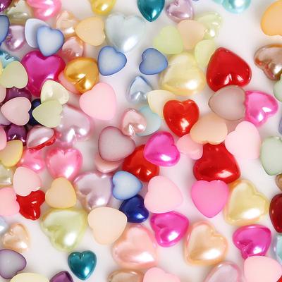 50-300 pezzi di perle finte in plastica ABS a forma di cuore con retro piatto per fai da te, artigianato, scrapbooking, decorazione, abbigliamento, cucito, accessori per indumenti