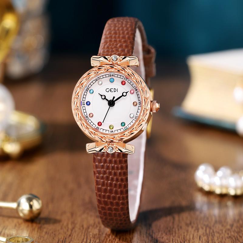 Orologio da Donna in Vera Pelle con Fantasia Serpente Impermeabile Colorato con Strass Lusso Mini Orologio da Polso al Quarzo da Donna Business