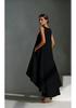 Elegant European & American Style Sleeveless Dress with Round Neck and Irregular Hem.