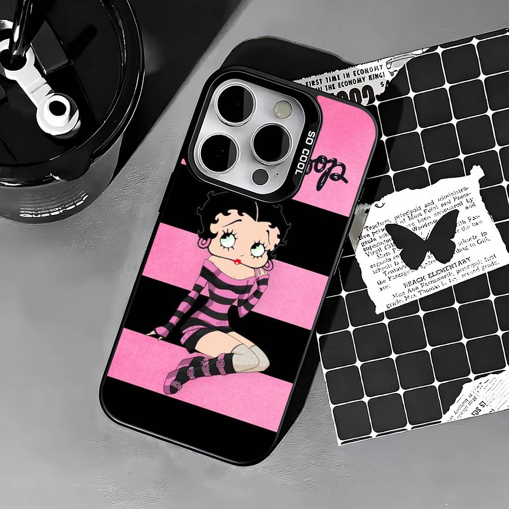 B-Betty Niedliche B-Boop Handyhülle Für iPhone 17,16,15,14,13,12,11 Plus,Pro Max,XS,Farbige silberne Handyhülle